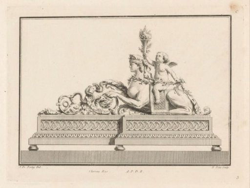 Fire dog with a sphinx