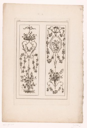 Panels with a flower basket and vases