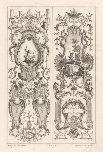 Panels with putti and dogs