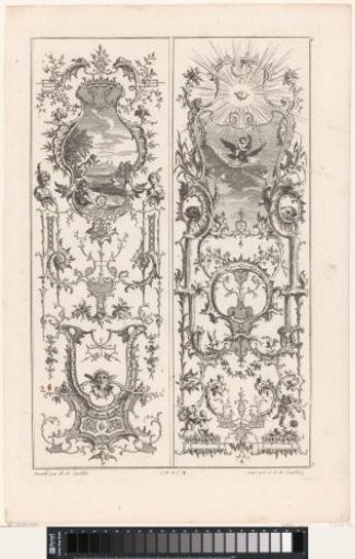 Panels with swimming putti and an eagle