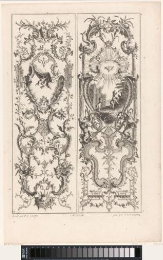 Panels with playing putti and a cloth