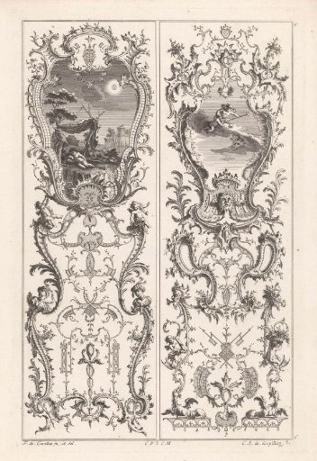 Panels with sleeping putti and on clouds