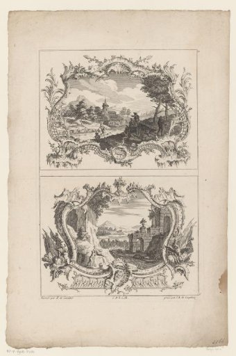 Figures on a hill and on a riverbank