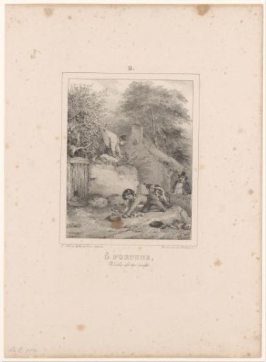 Two boys stealing apples from a farmer