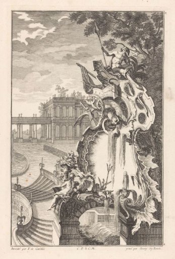 Fountain with man holding a staff