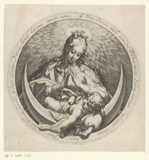 Mary with the Christ Child on a crescent moon