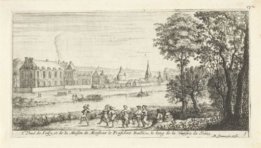 River landscape with a view of Soisy