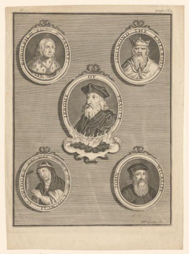 Five portraits in medallions