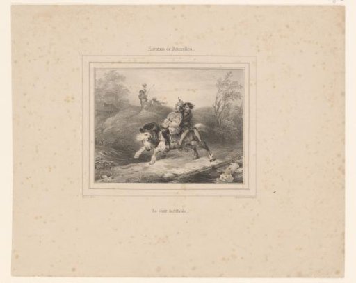 Two men fleeing on a horse
