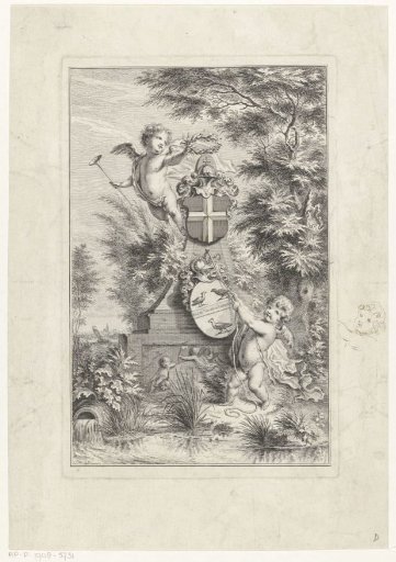 Allegorical Memorial with Helm-Adorned Family Coats of Arms of Pelt and Vogels