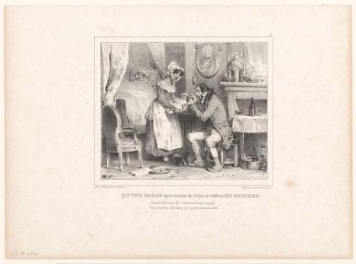 Midwife showing a father his newborn child