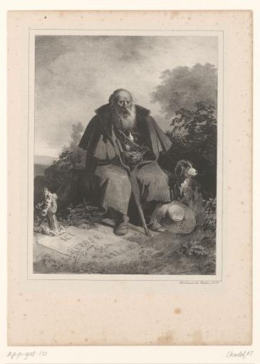 Old man at the grave of his daughter