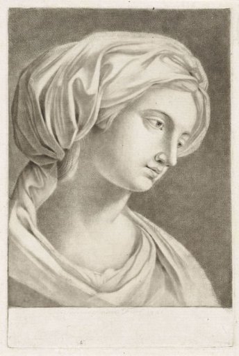 Bust of a woman with a headscarf