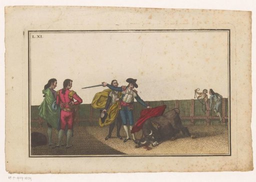 Bull stabbed by a matador