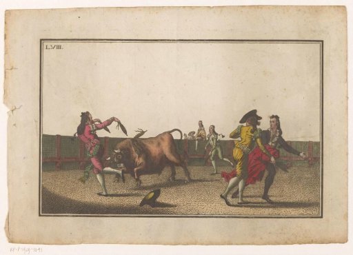 Bull challenged with banderillas
