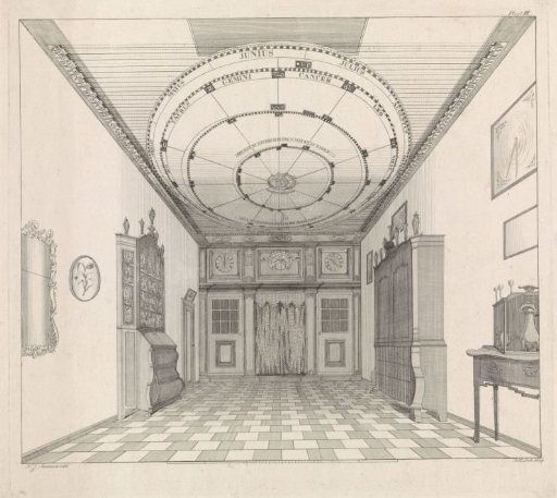 Interior with the moving planetarium of Eise Eisinga in his house in Franeker