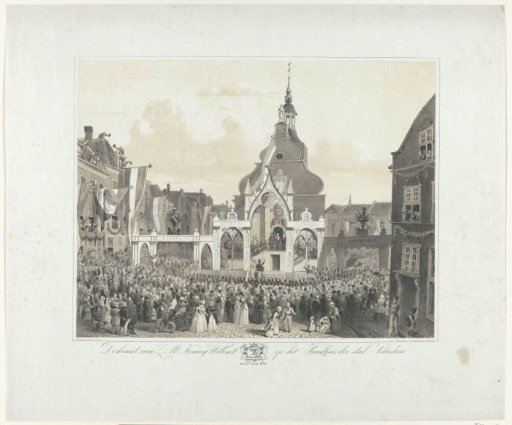 The arrival of His Majesty King William II at the Town Hall of the city of Schiedam on 31 July 1846