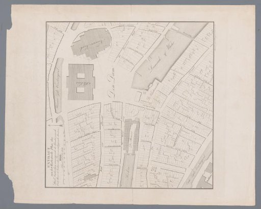 Map of the Dam and surroundings, in Amsterdam