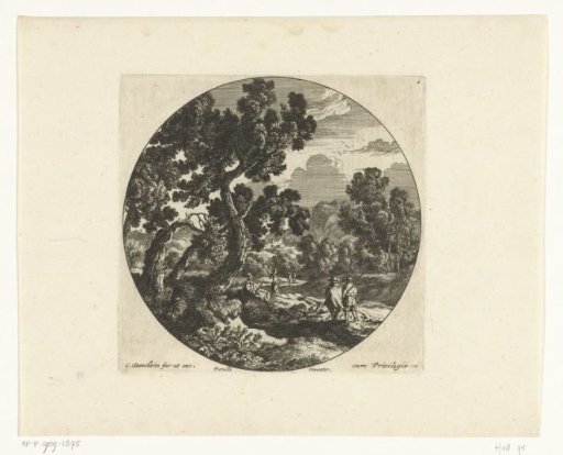 Southern landscape in a round frame