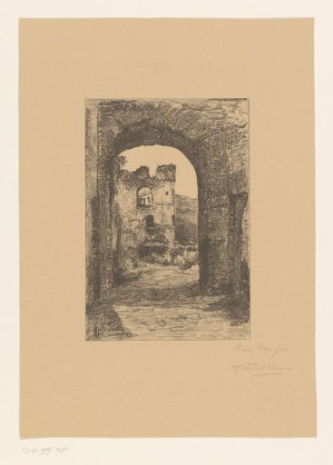 View through a gate of the ruin of Castle Rheinfels