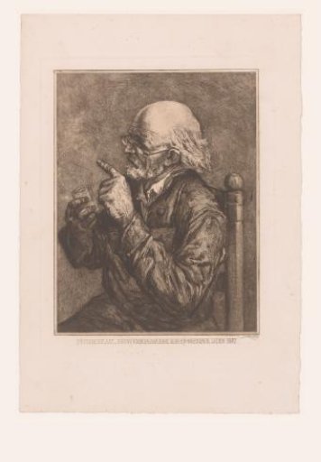 Bald man with a glass in his hand