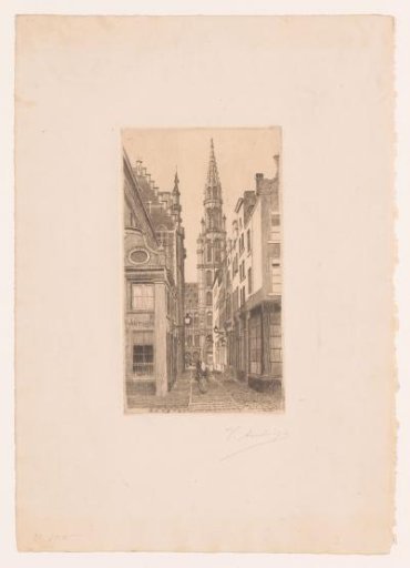 View of the Town Hall of Brussels, Seen Through a Narrow Street
