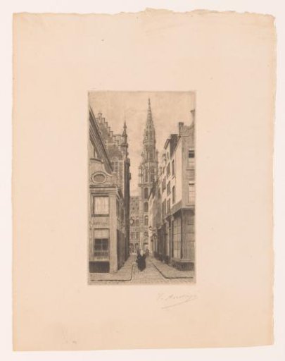 View of the Town Hall of Brussels, Seen Through a Narrow Street