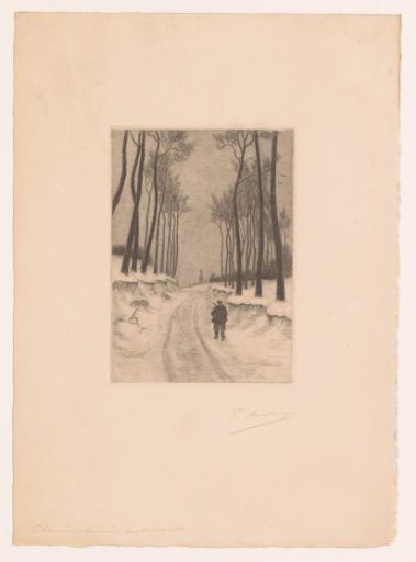 Hunter on a Snowy Country Road