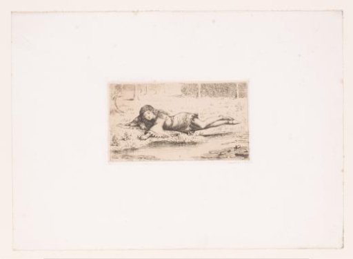 Youth in Medieval Clothing Lying by a Lake
