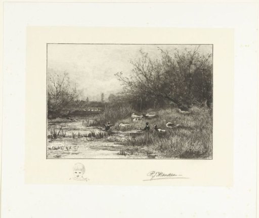 Landscape with Ducks by a Pool