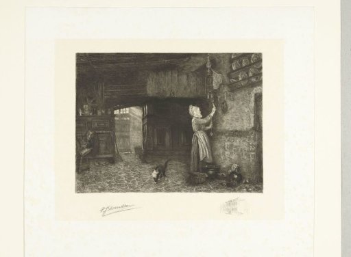 Woman Winding a Wall Clock