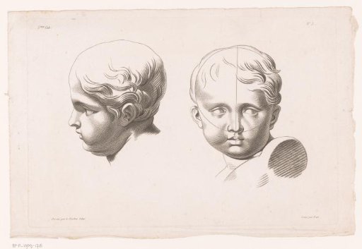 Two Children's Heads, One in Schematic Representation