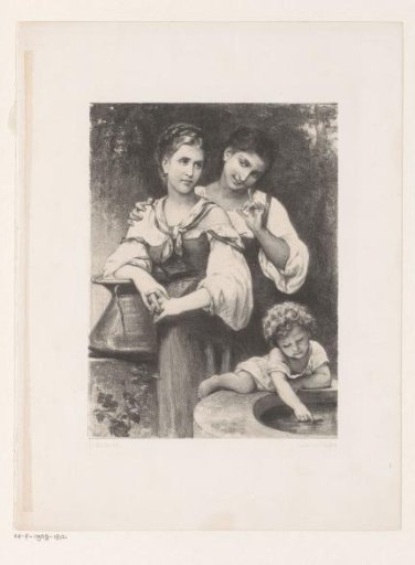 Two Girls and a Child at a Water Well