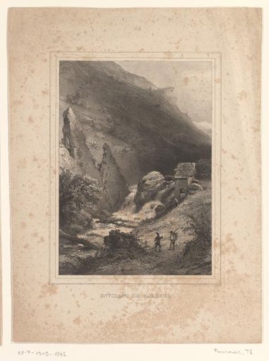 Mountain landscape with two walkers in the vicinity of Barèges