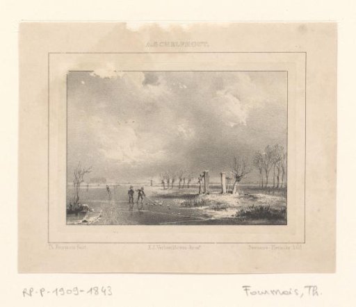 Winter landscape with figures on the ice