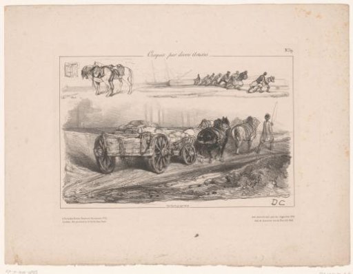 Wagon with cobblestones drawn by horses