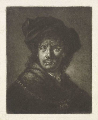 Portrait of Rembrandt Harmensz. van Rijn with a Cap and a Fur Collar