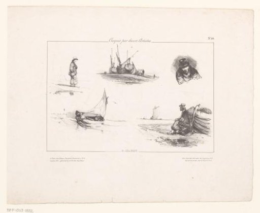 Fishermen and fishing boats on the beach