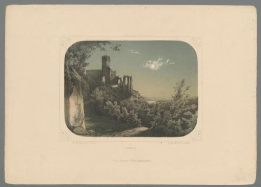 Ruin of Lahneck Castle by moonlight