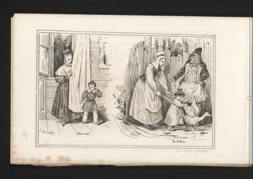 Woman and child playing hide-and-seek and woman teaching child to walk