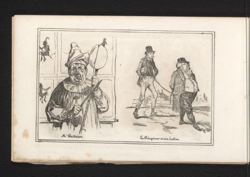 Clown and two walking men