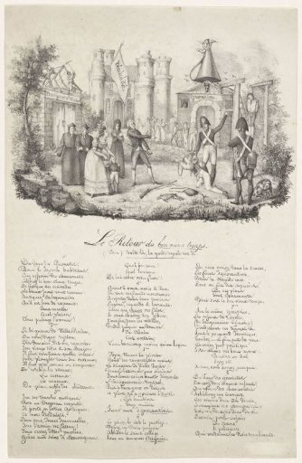 Satirical print on the return to the so-called good old times, 1828