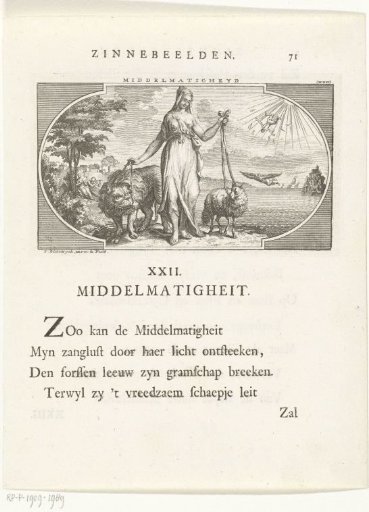 Emblem with an allegory of thoughtfulness (mediocrity)