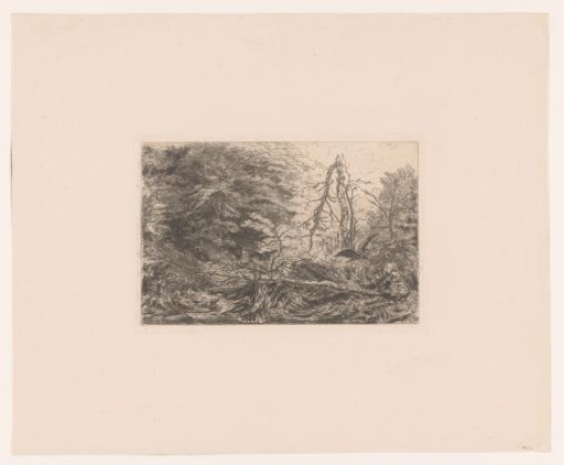Hunter in a Forest Shooting at a Heron Taking Flight