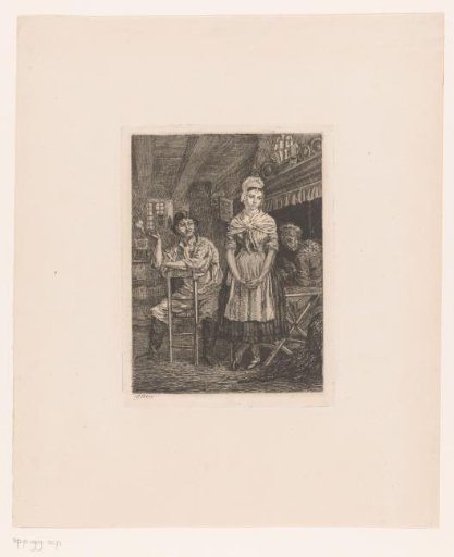 Young Fisherman Winking at the Girl Standing Beside Him, Mother in the Alcove in the Background
