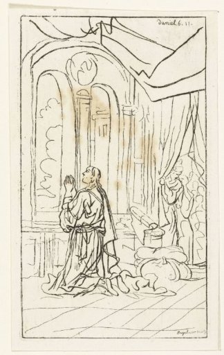 Daniel kneeling before a window is observed
