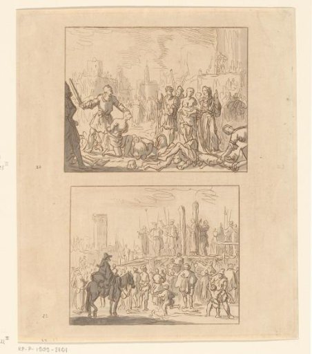 Felicitas beheaded with her seven sons; Jan Woutersz van Kuyk and Adriaanken Jans burned at Dordrecht, 1572