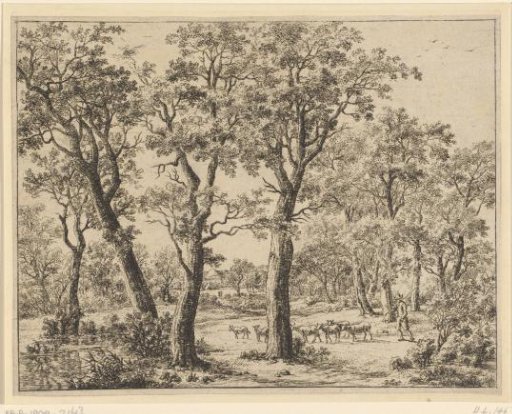 Landscape with shepherd and sheep by a stream