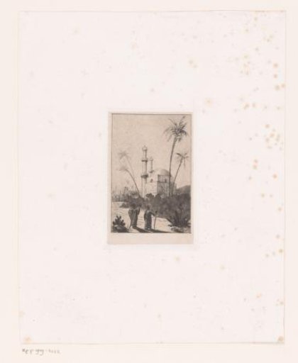 Two walkers at a mosque