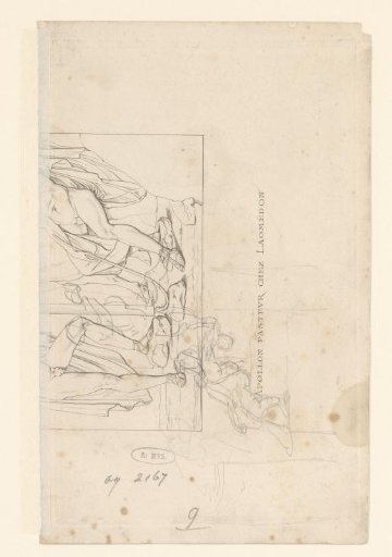 Lower bodies of Apollo and Laomedon with a sketch of a woman